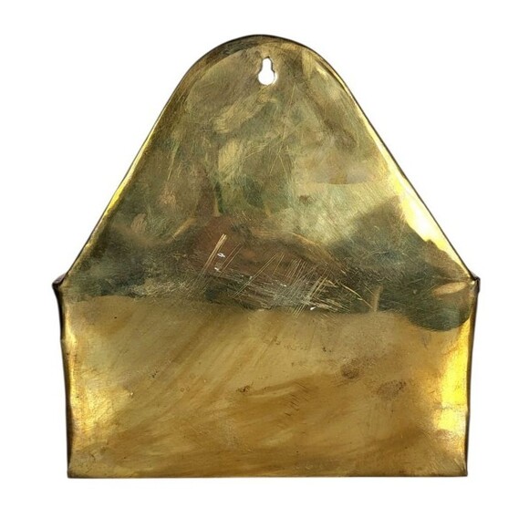 VTG MCM Farmhouse Banded Copper & Brass Shiny Wall Pocket Planter Made in India - Picture 11 of 11